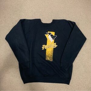 Vintage 90s NHL Pittsburgh Penguins Printed Black Sweatshirt Men’s Size Large